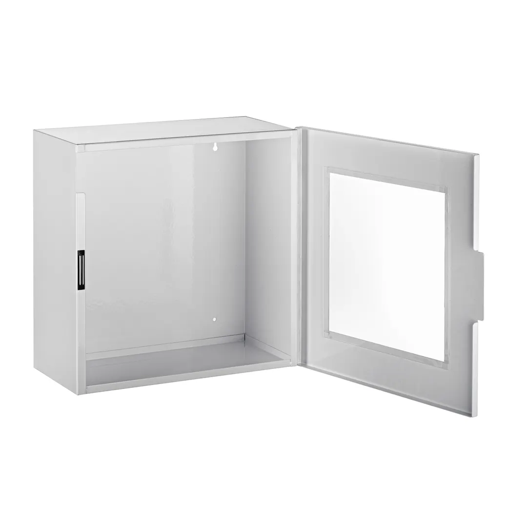 Alpine Industries ADI999-01 White Non-Alarmed Stainless Steel Cabinet for Defibrillators - 15"W x 7"D x 15"H