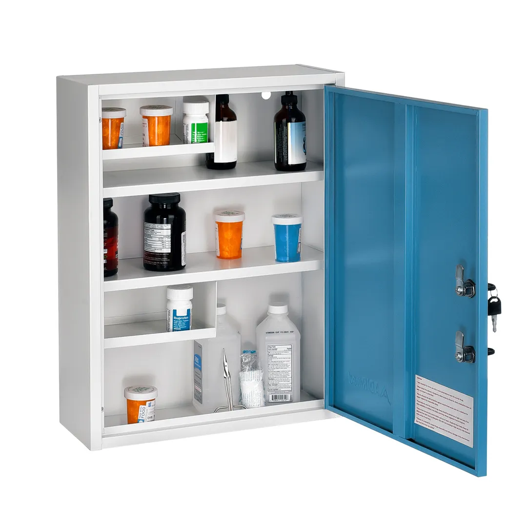 Alpine Industries ADI999-04-BLU Blue Medical Security Cabinet w/ Large Dual Locks