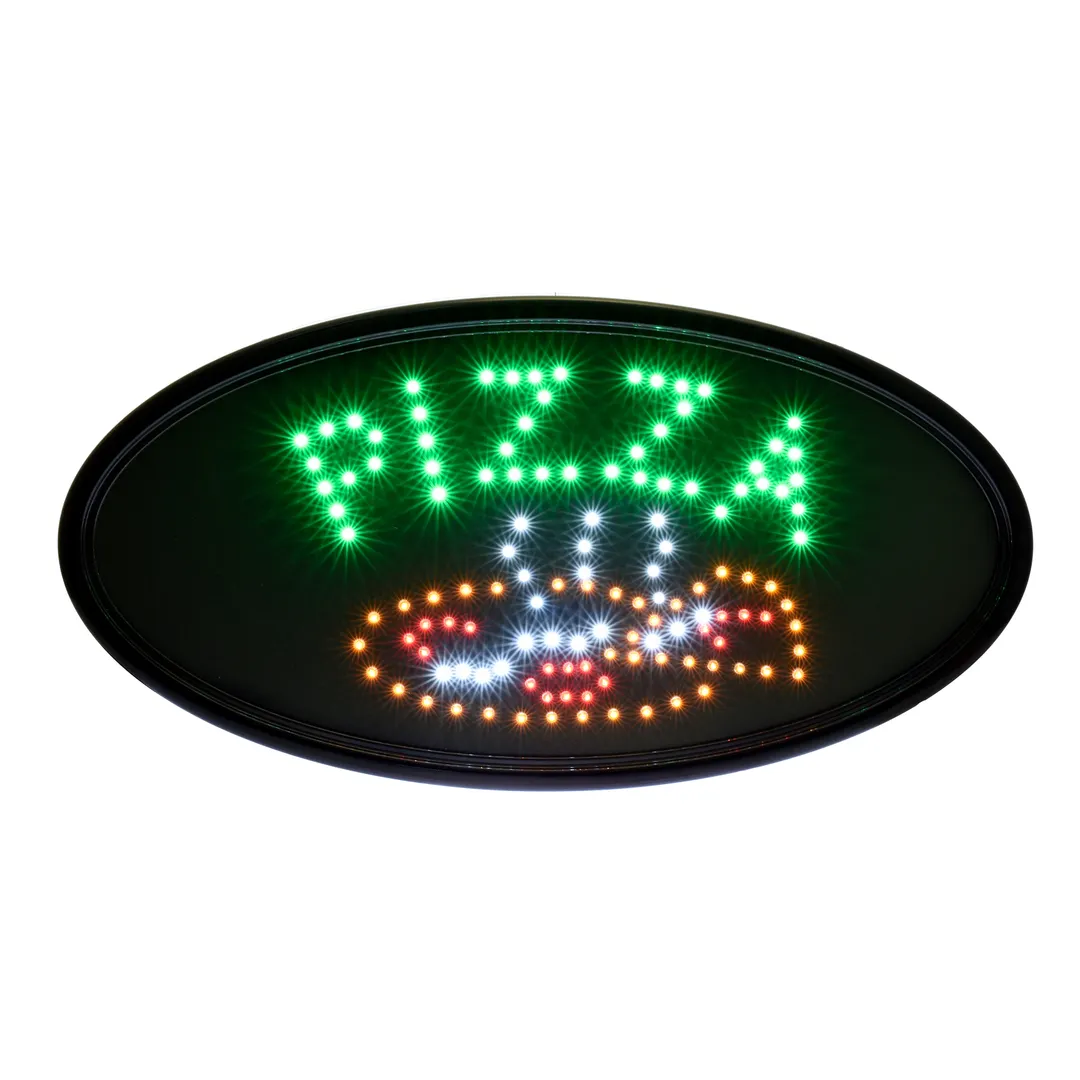 Alpine Industries ALP497-07 LED Pizza Sign 23"W x 14"H Wall-Mount Black Alum Fl/Steady C+Cord Switch