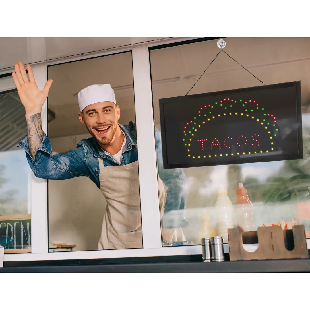 Alpine Industries ALP497-11 Taco LED Sign, Two Display Modes, 19" x 10" Rectangular Restaurant Sign