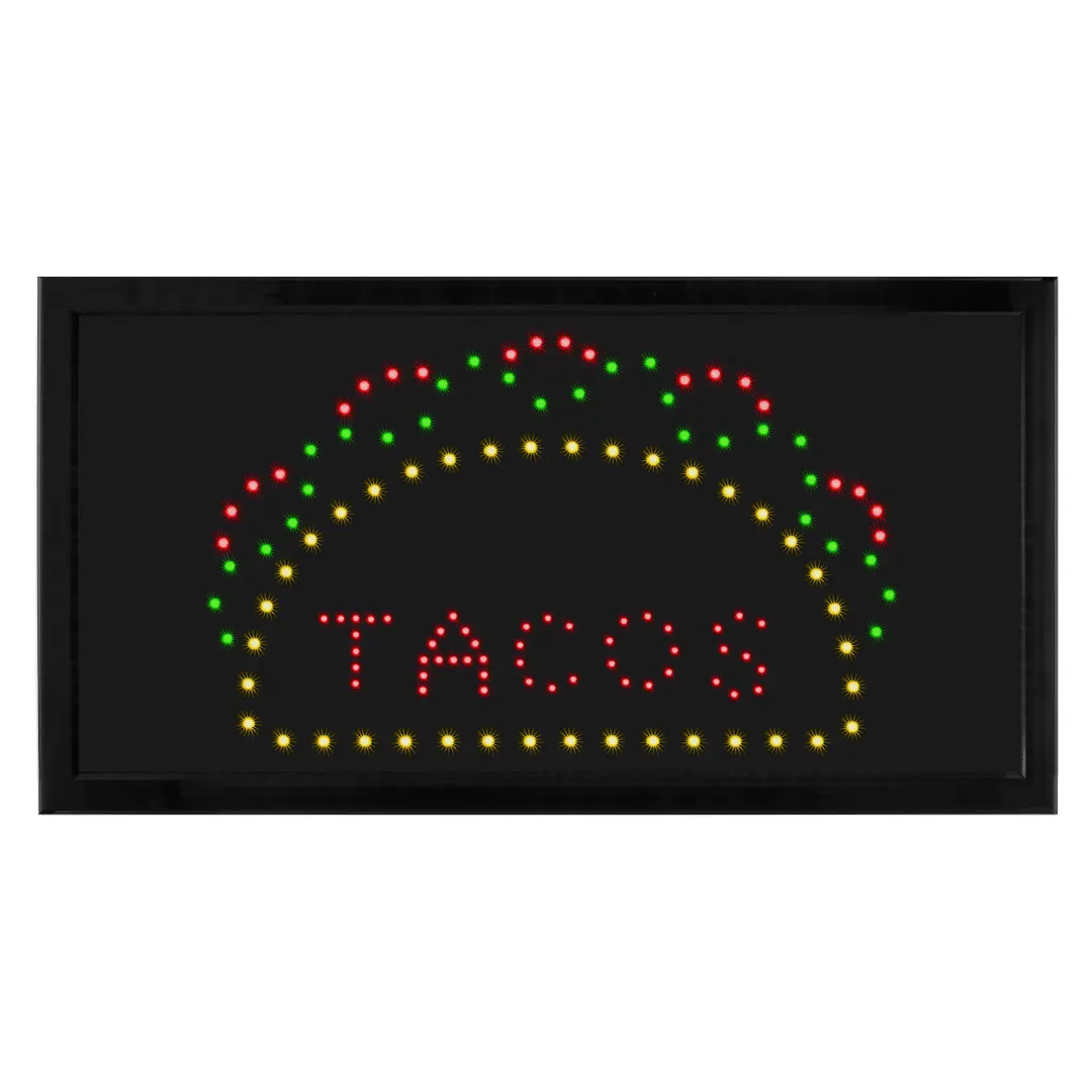 Alpine Industries ALP497-11 Taco LED Sign, Two Display Modes, 19" x 10" Rectangular Restaurant Sign