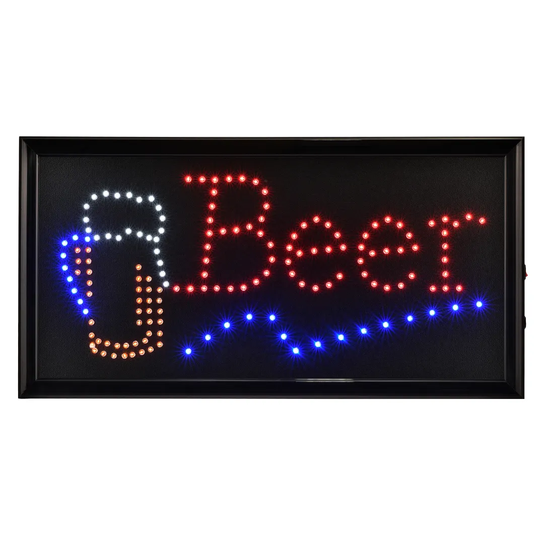 Alpine Industries ALP497-14 Beer Sign, Two Modes, 19" x 10" Rectangular LED, Bright Beer Message