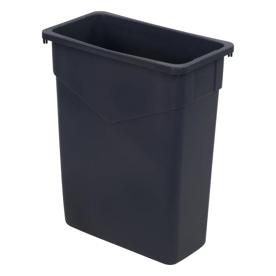 Carlisle 34201523 Trimline Waste Container, 15‑Gallon Rectangular Polyethylene Gray, Tabs, Handles