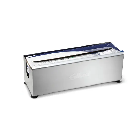 Edlund OFD 18 NL W/FEET 18" Steel Wrap Dispenser, Holds 2000-Ft Roll, No Lid, Slide Cutter, Suction-Cup Feet