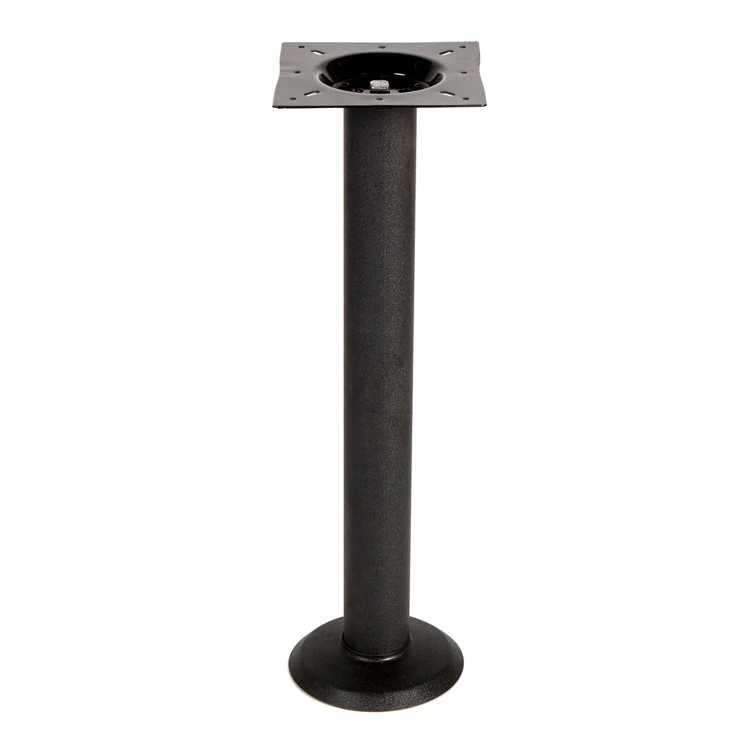 FLAT Tech BD2802A Dining Height Bolt Down Restaurant Table Base, 3" Dia. Column, 8" Top Plate, Steel, Black Powder Coat Finish