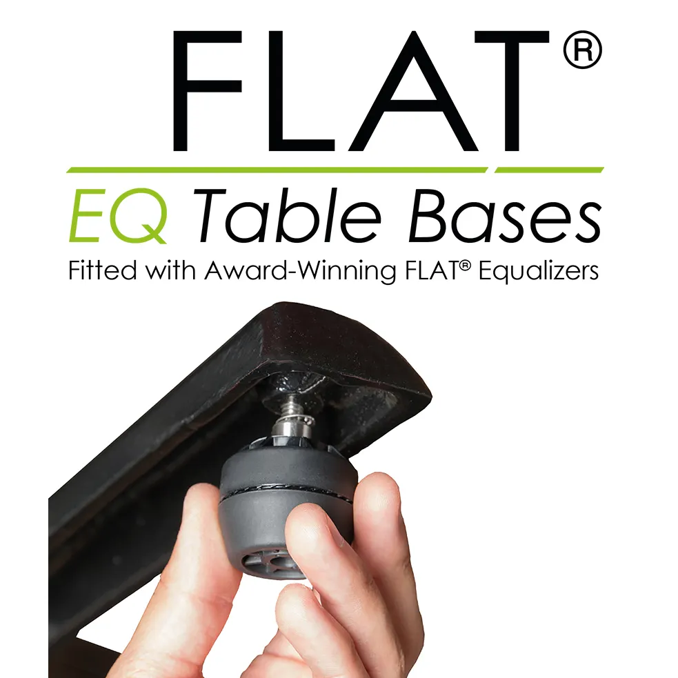 FLAT Tech CT2060 Dining Height KT22 EQ Table Base, 22" End Base, Cast Iron, Powder Coat Finish