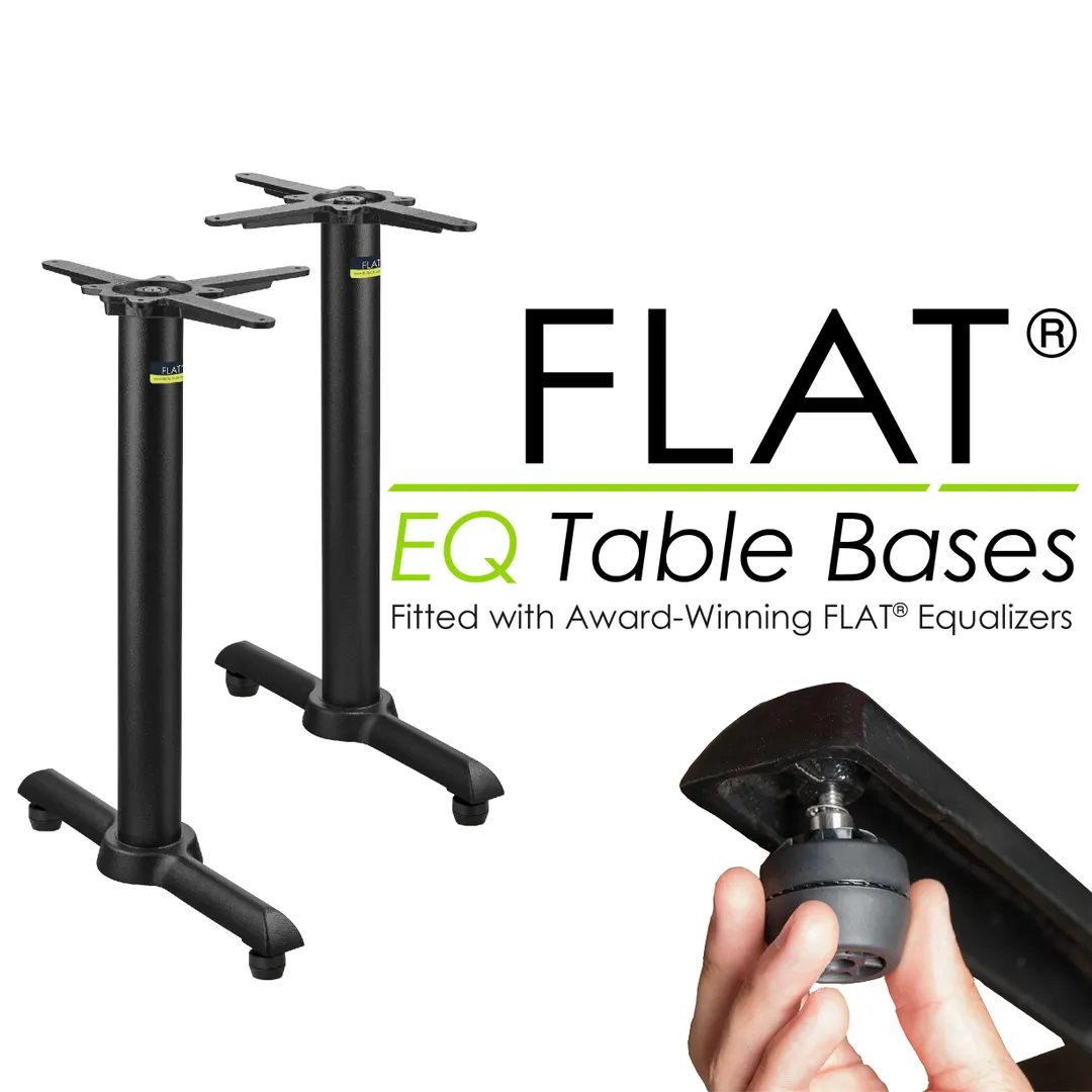FLAT Tech CT2060 Dining Height KT22 EQ Table Base, 22" End Base, Cast Iron, Powder Coat Finish