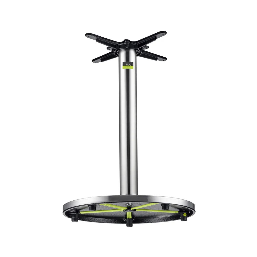 FLAT Tech CT4005 22" Round Dining Height Table Base, 3" Column, Cast Iron, 304 Stainless Steel Plated