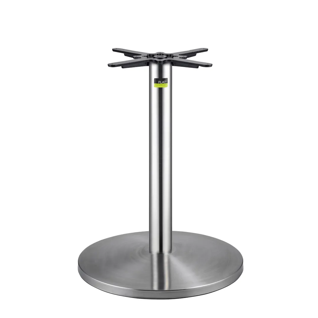 FLAT Tech CT4005 22" Round Dining Height Table Base, 3" Column, Cast Iron, 304 Stainless Steel Plated