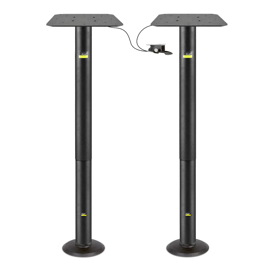 FLAT Tech CT7001 Adjustable Height Restaurant Table Base, 3" Dia. Pneumatic Columns, Black Powder Coat Finish, Bolt-Down, Steel