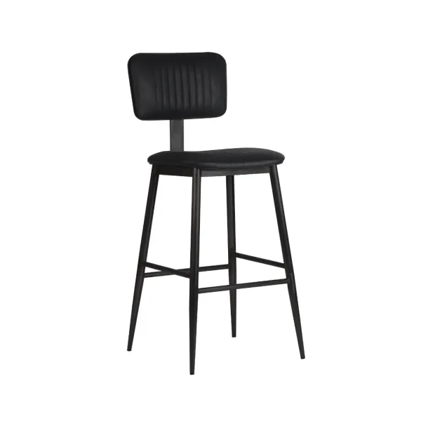 G & A 675 Brenton Barstool – Upholstered Seat & Back, Black Vinyl, 18‑Gauge Metal Frame, Armless, Glides