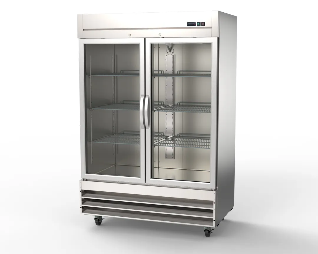 Hubert 138460 29" 2-Glass Door Reach-In Refrigerator, 47 cu. ft., Bottom Mounted