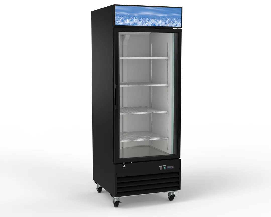 Hubert 158486 28" Merchandiser Refrigerator, 23 cu. ft., Stainless Steel, Dual‑Pane Glass, LED Lighting