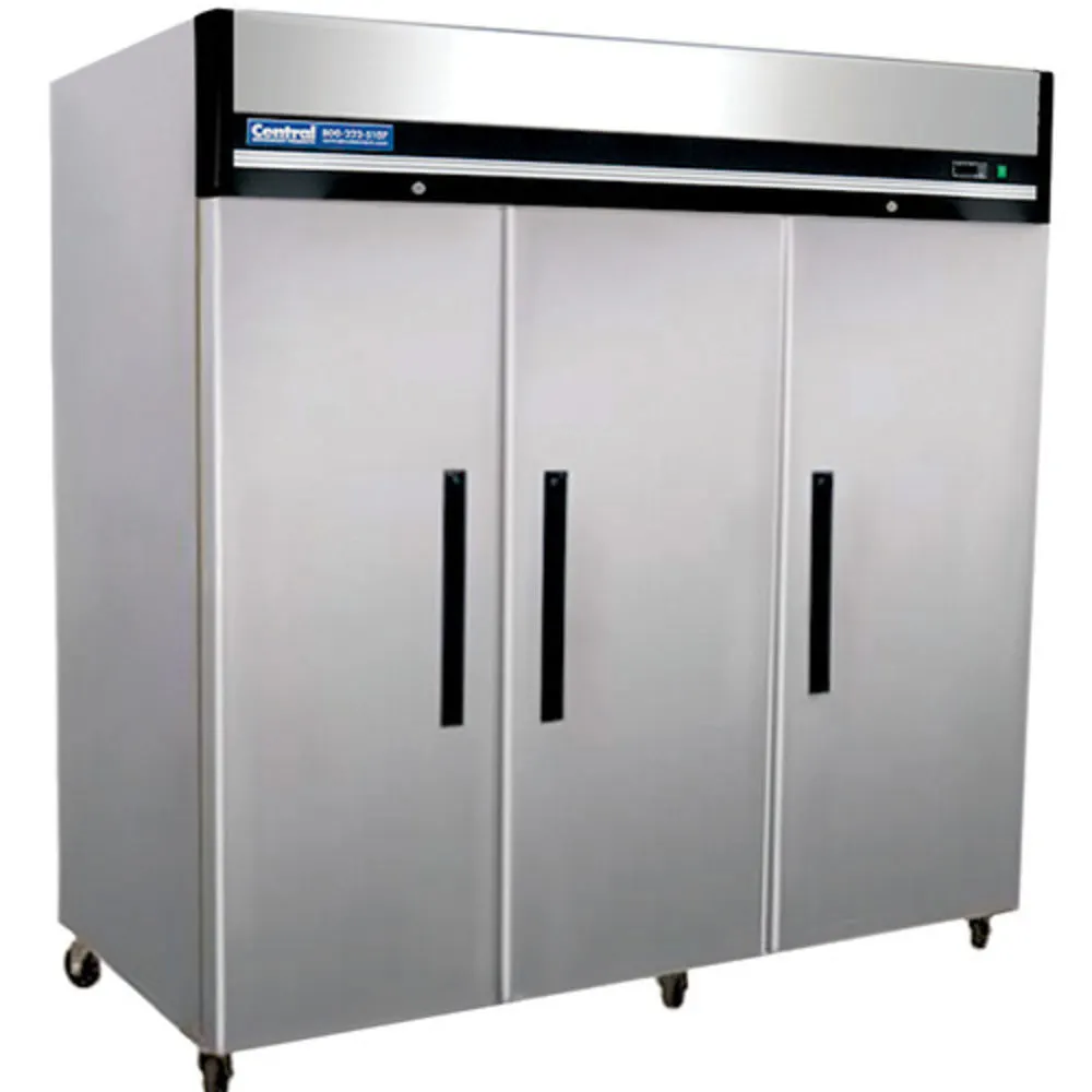 Hubert 29870 81" 3-Solid Door Reach-In Refrigerator, 72 cu. ft., Top Mounted