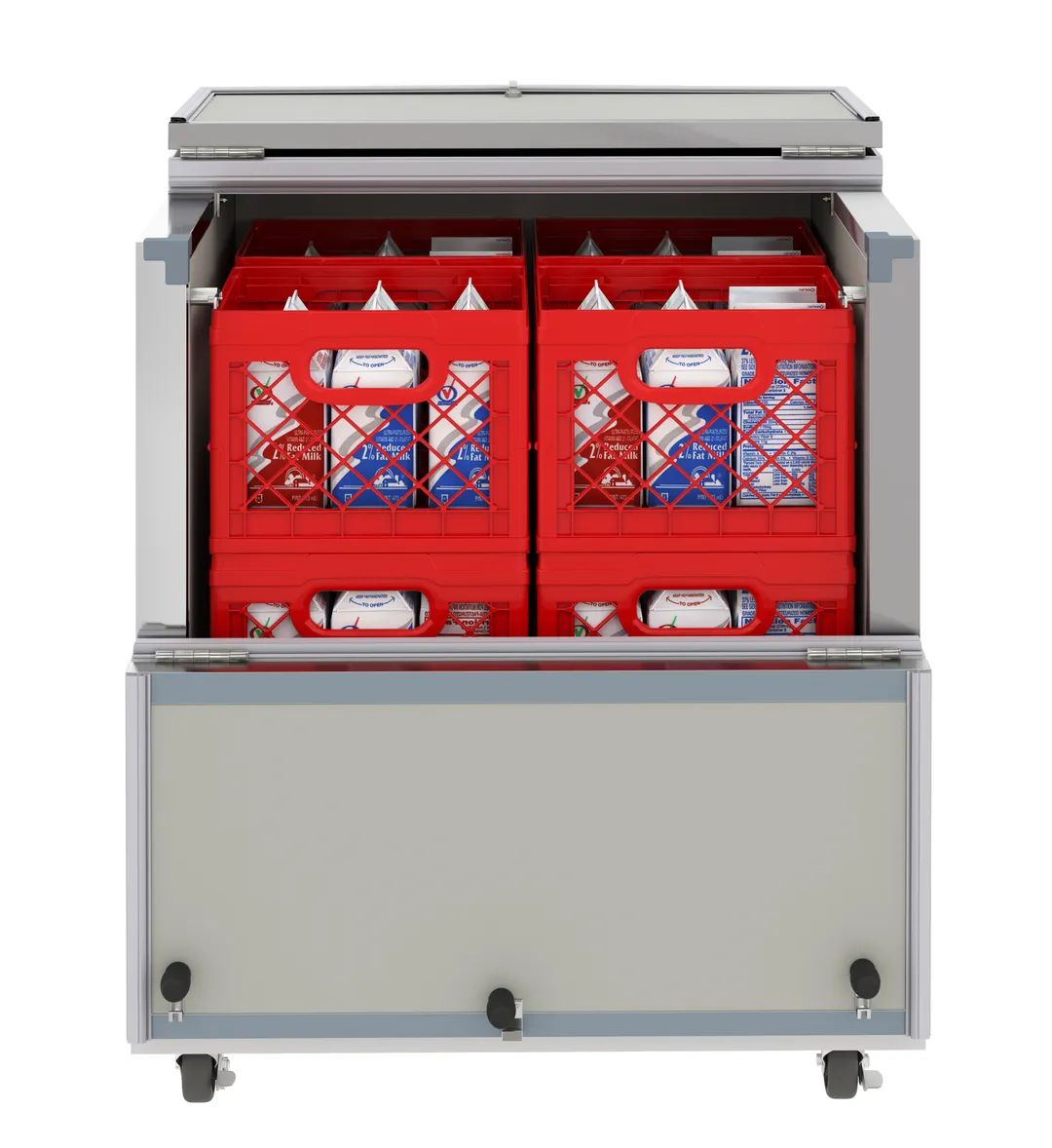 Koolmore KM-MC34-HDC 34" Milk Cooler, 8‑Crate (13"×11") Glass Doors, LED, Stainless, ETL‑Sanitation