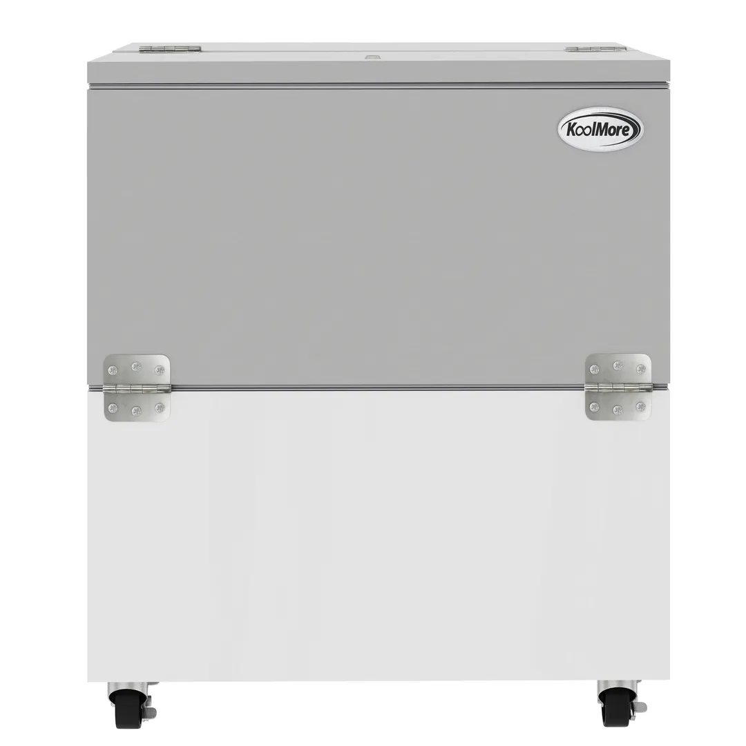 Koolmore KM-MC34-HDC 34" Milk Cooler, 8‑Crate (13"×11") Glass Doors, LED, Stainless, ETL‑Sanitation