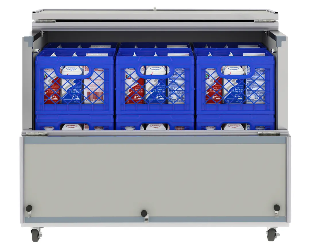 Koolmore KM-MC49-HDC 49" Milk Cooler, 12‑Crate, Side Doors, Steel Exterior Interior LED 4" Casters