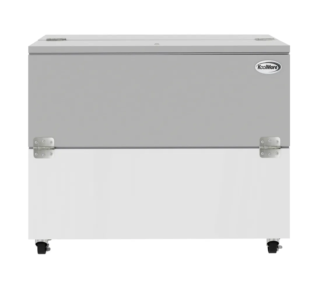 Koolmore KM-MC49-HDC 49" Milk Cooler, 12‑Crate, Side Doors, Steel Exterior Interior LED 4" Casters