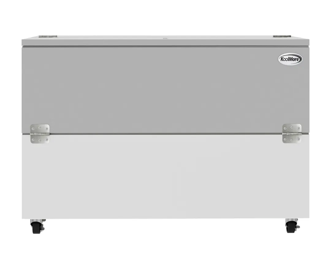 Koolmore KM-MC58-HDC 58" Milk Cooler, 16‑Crate Glass Doors, Steel Body, 4" Casters, ETL‑Sanitation
