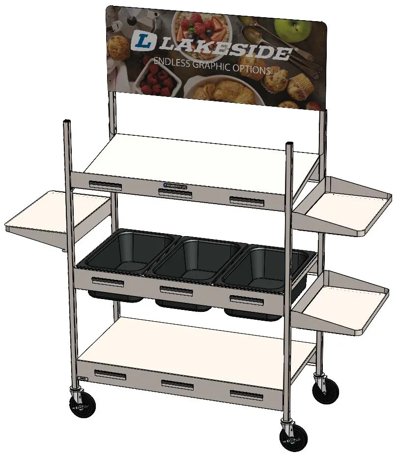 Lakeside 172619 Stainless Steel Grab 'N' Go Cart w/ (3) Shelves - 21.3" D x 41.57"L