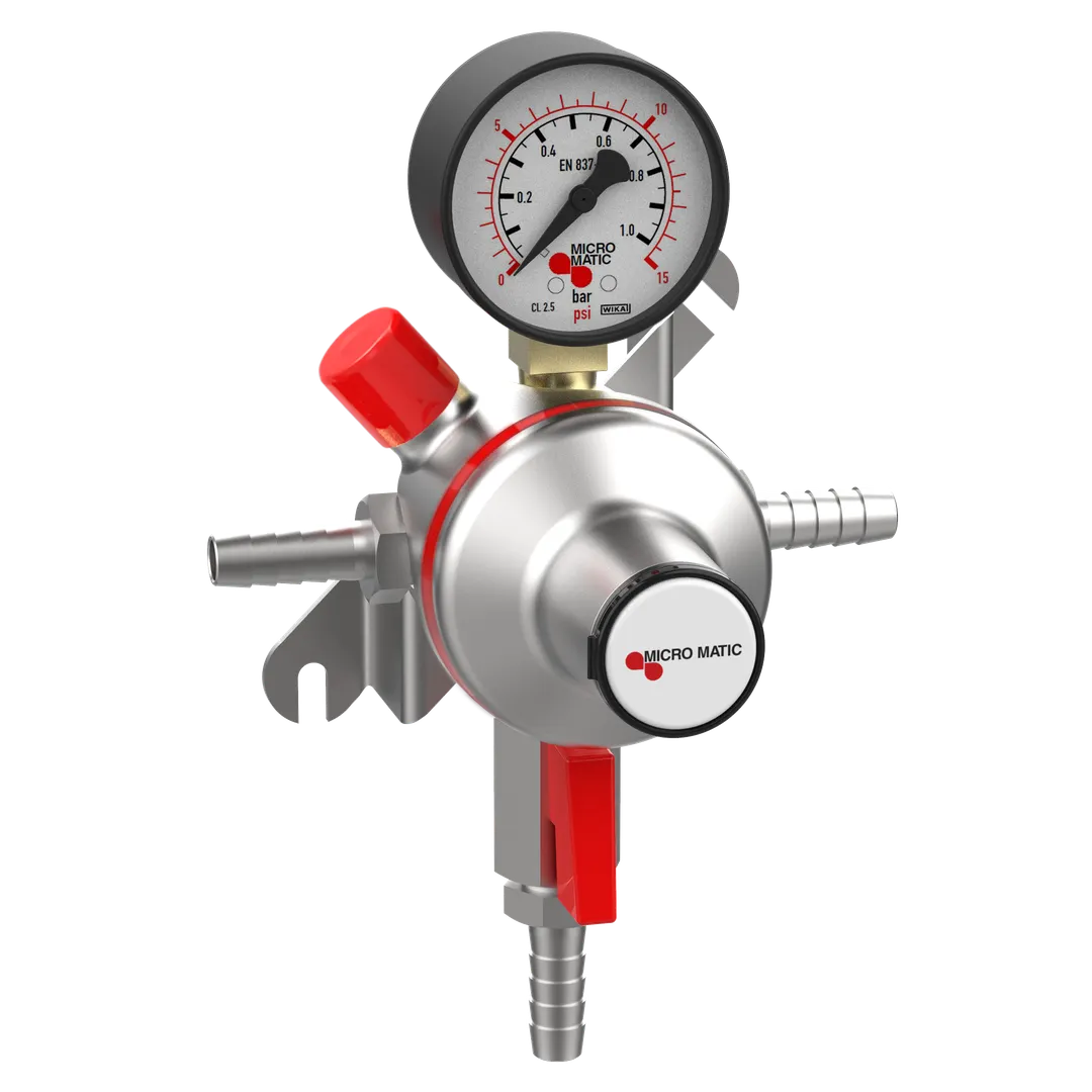 Micro Matic 8011-15-PP Premium Plus Secondary CO2 Regulator, 15 PSI, Bar Cooler Part, Brass Build