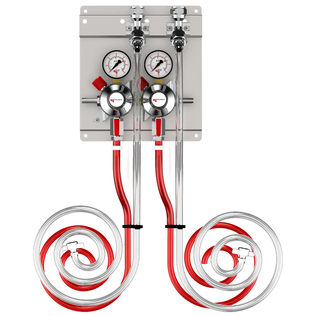 Micro Matic 83215-PP Secondary Regulator Panel – 2‑Pressure CO2 Kit, 3/8" Jumper Lines, Cooler Part