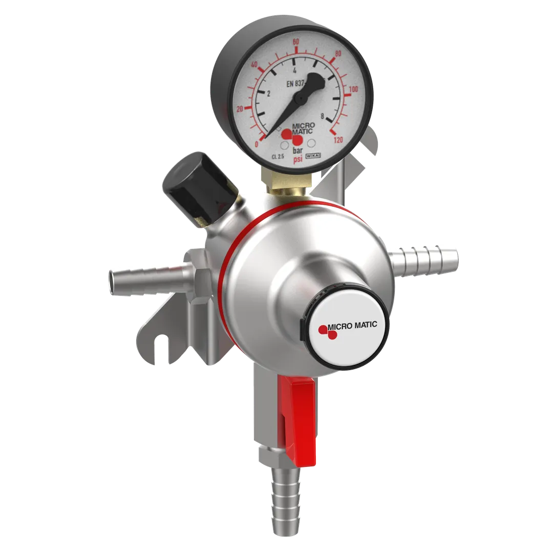 Micro Matic 9011B-PP Plus Secondary Regulator – High Pressure CO2 Kit, 0‑3000 psi Brass for Coolers