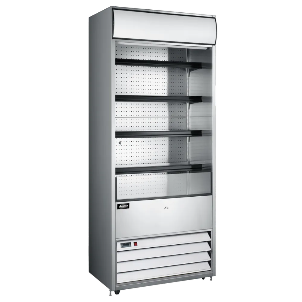 Omcan USA 48479 30" Vertical Open Air Merchandiser, Stainless Steel, 5 Shelves, 15.5 cu. ft.