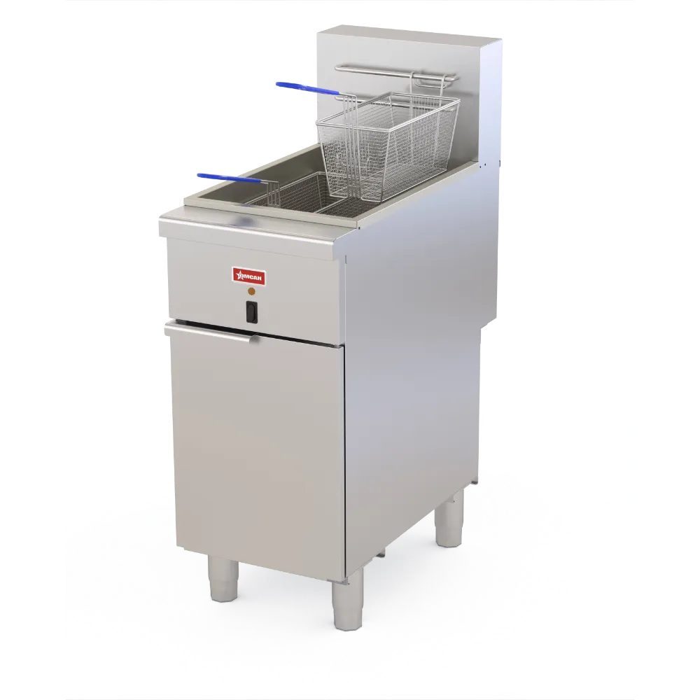 Omcan USA 48554 16" Floor Model Electric Deep Fryer, Full Pot 50 Ibs, 208v/60/3-ph, Stainless Steel