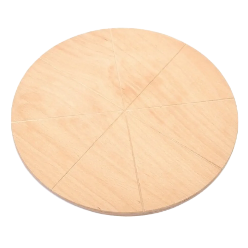 Omcan USA 81217 Cutting Board – Round 15-7/10" Diameter, 1/2" Thick Beech Plywood, 8 Carved Slices