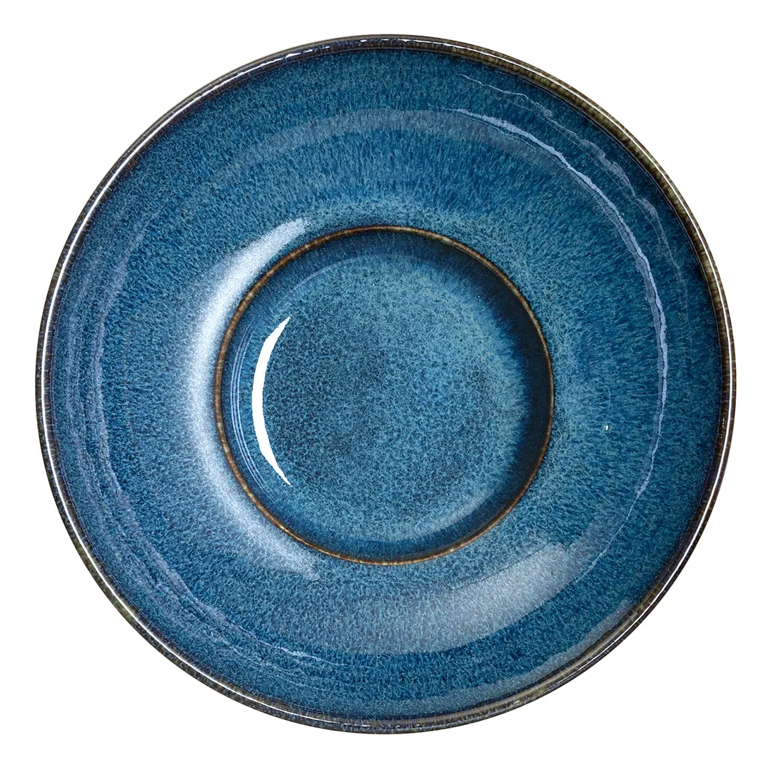 Steelite 6414MY014 Rimmed Coupe Bowl, 31.25 Oz, 8" x 2.375" Porcelain Indigo Finish - 6/Case