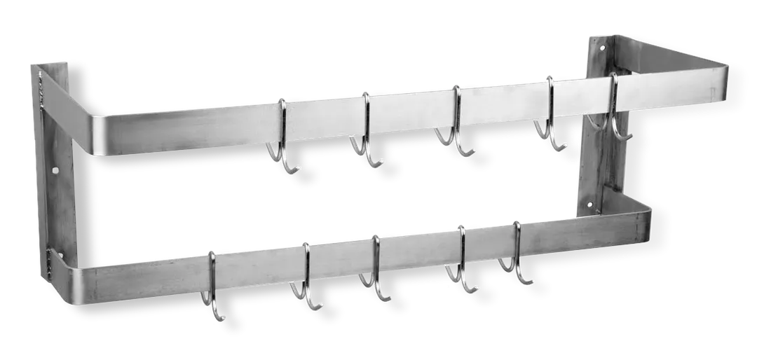 Stainless Steel Wall Mount Double Bar Pot Rack - Steel Works SW-72