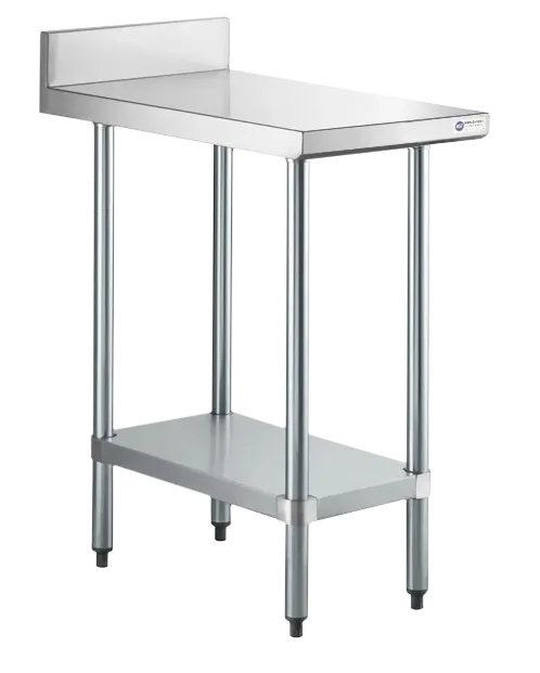 Steel Works SWWTS-3015-2R-316 15" Open Base Work Table with Undershelf / Upturn - 16 Gauge Top