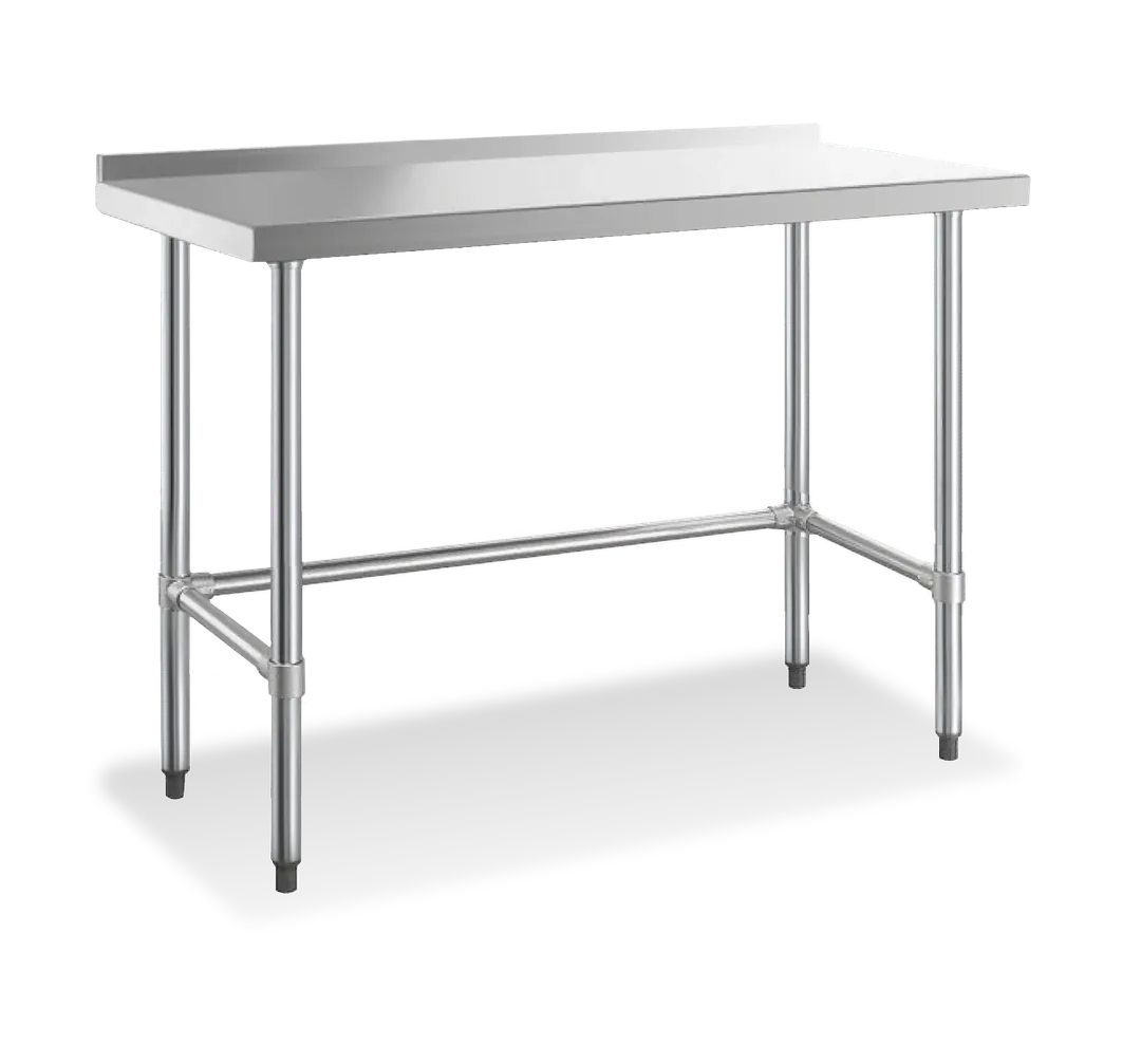 Steel Works SWWTSOB-2448-2R-318 48" Open Base Work Table with Side & Rear Crossrails, 2" Backsplash