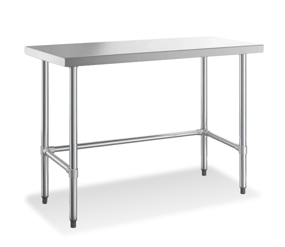 Steel Works SWWTSOB-2448-318 48" Open Base Work Table with Side & Rear Crossrails, 18 Gauge Flat Top