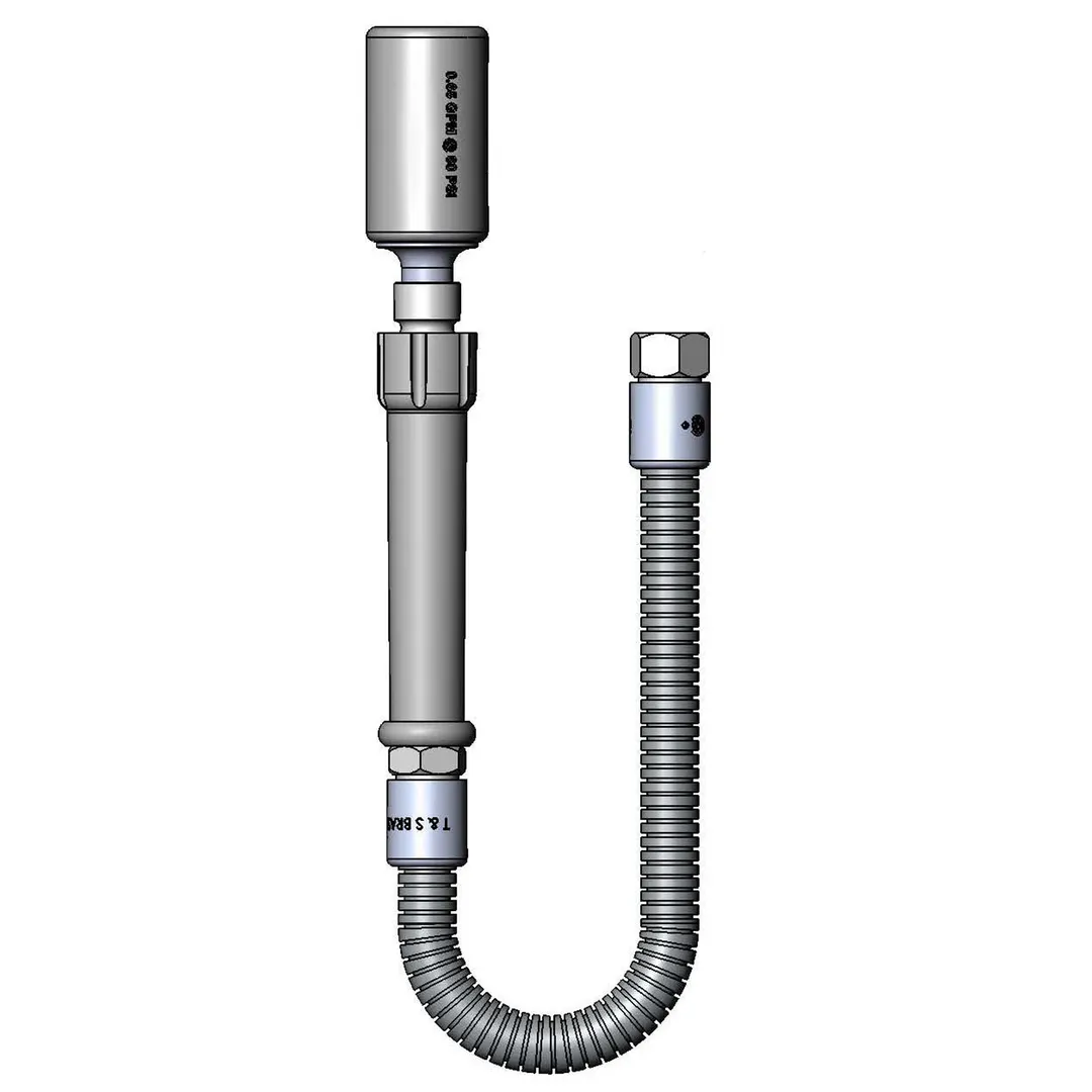 T&S Brass B-0020-HC Hose, 20" Flexible Stainless Steel with Fan Jet Spray Head