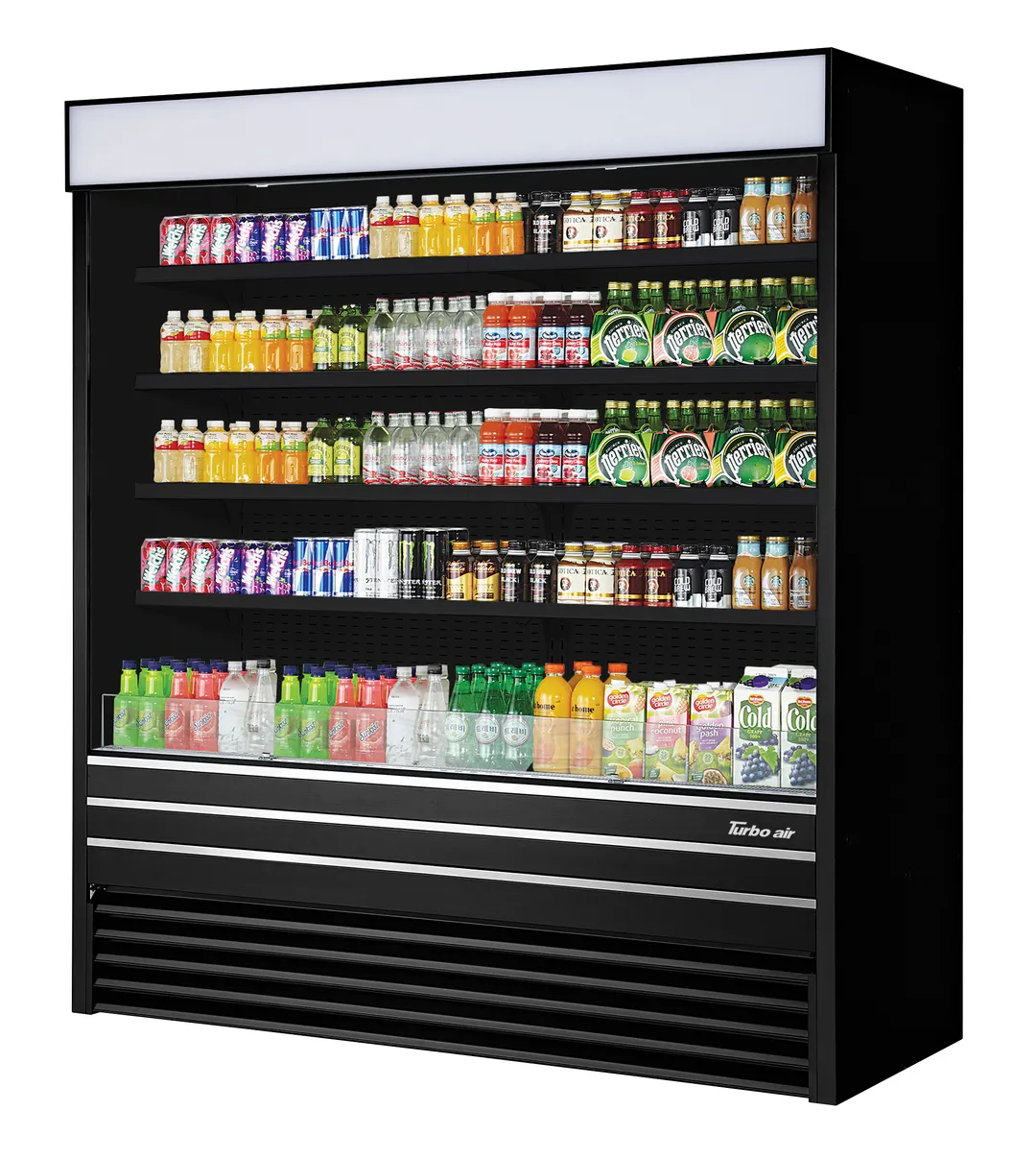 Turbo Air TOM-72EB-A-N 72" Vertical Open Air Curtain Merchandiser in Black, Self-Contained, 4 Shelves