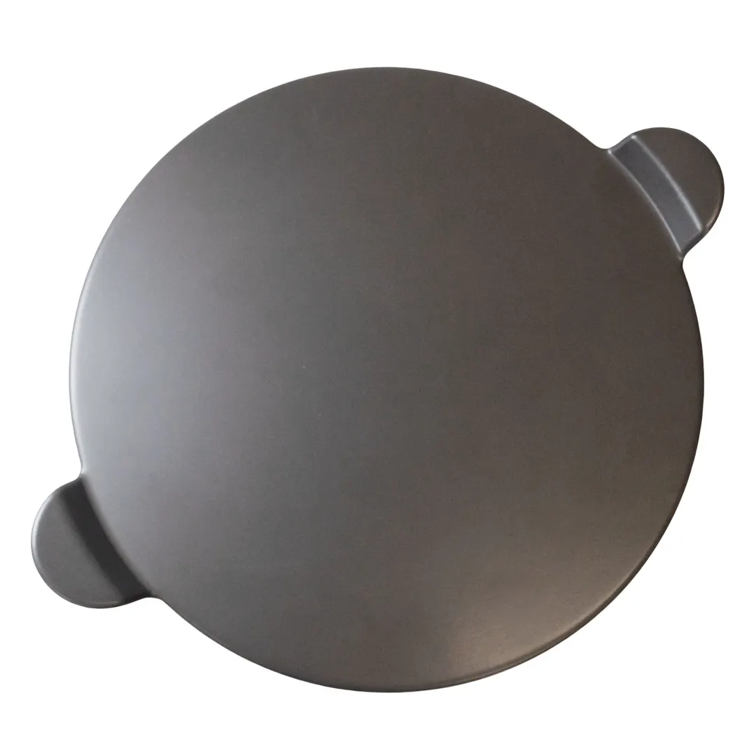Winco GPS15H-G Old Stone 15" Glazed Pizza Stone with Handles, Round, Grey, Old Stone