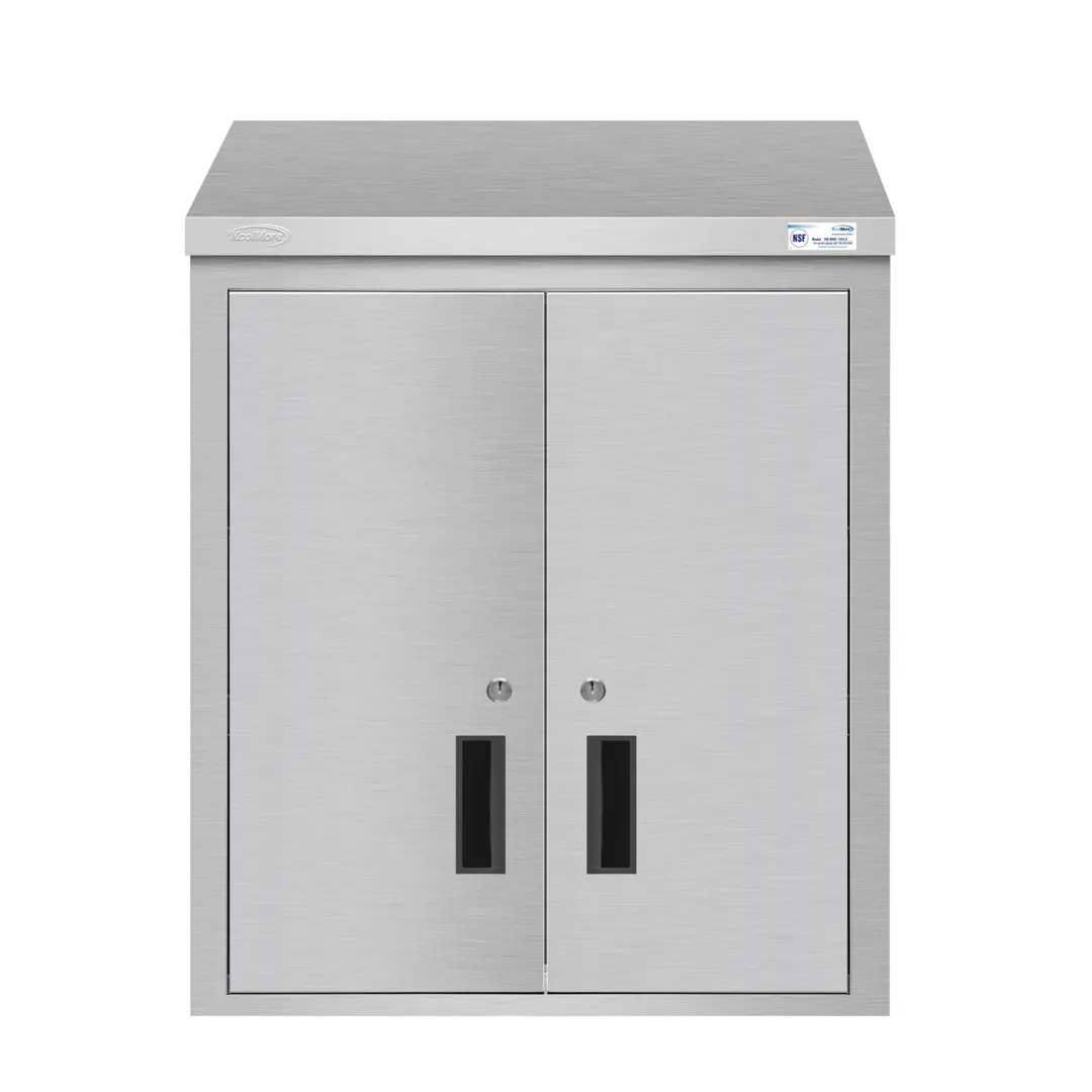 Koolmore KM-WMC-1524-S 24" Commercial Wall Cabinet, 24"W x 15"D x 33"H, Stainless Steel, Hinged Doors, Locking, NSF