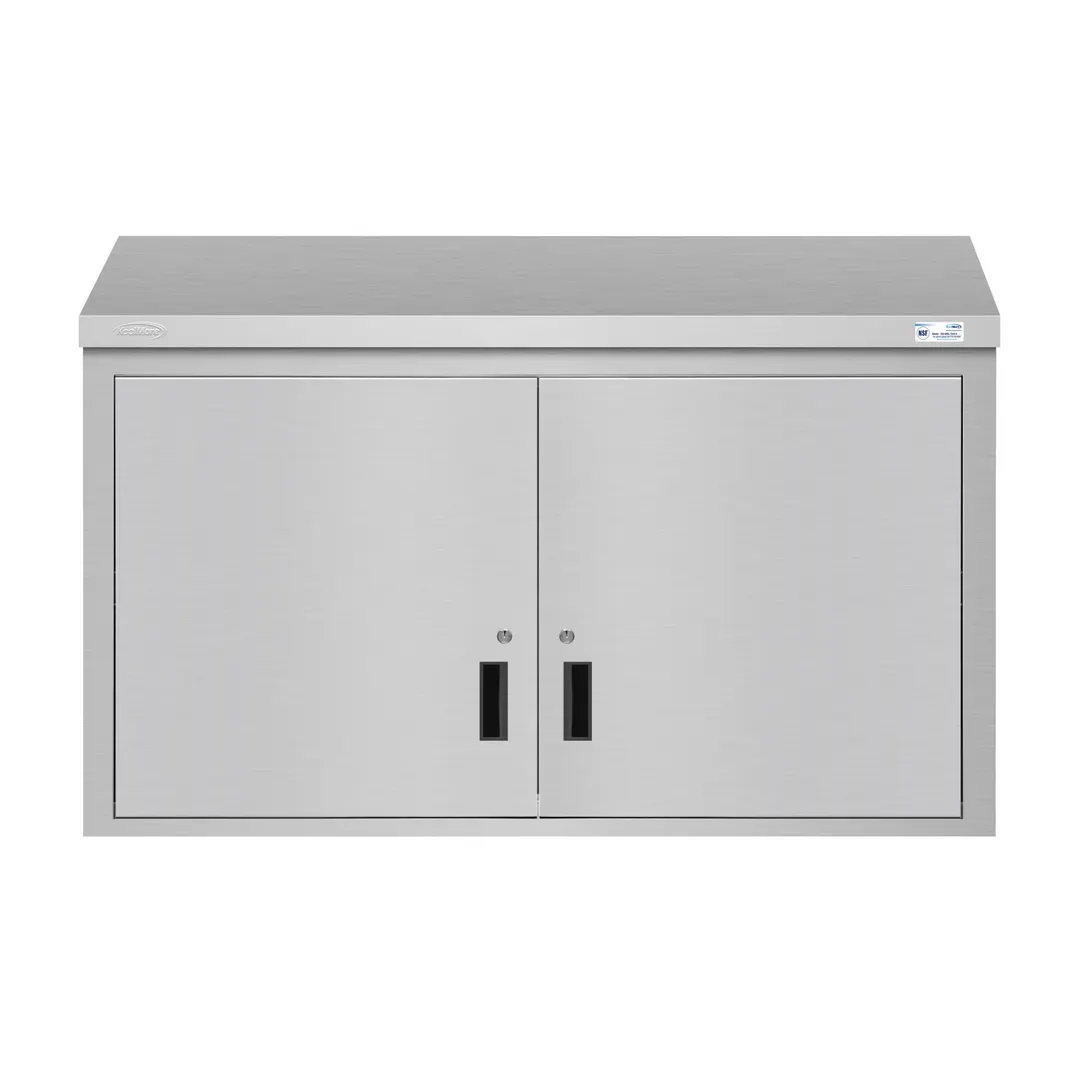 Koolmore KM-WMC-1548-S Commercial Wall Cabinet, 48"W x 15"D x 33"H, Stainless Steel, Hinged Doors, Locking, NSF