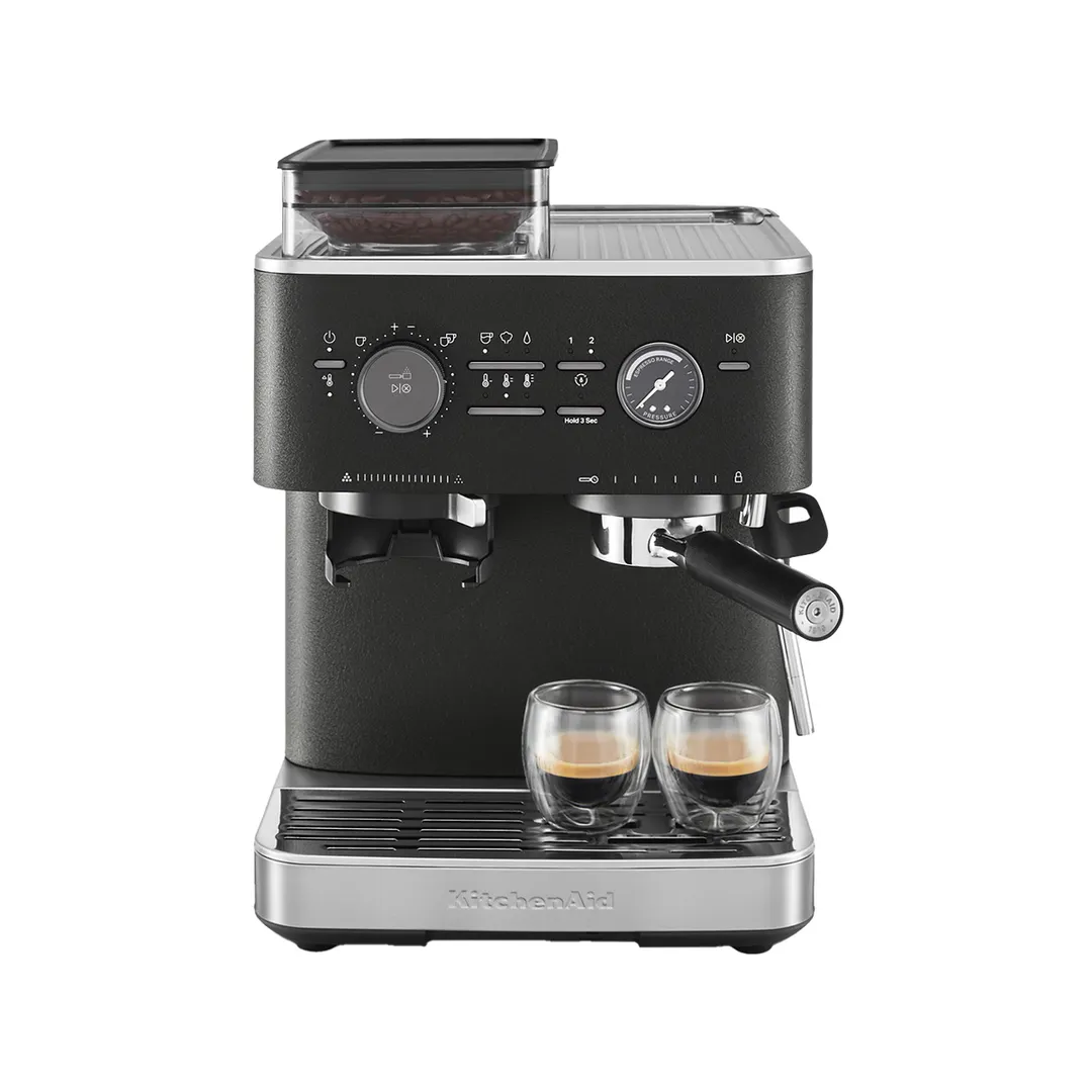 KitchenAid KES6551BK Semi Automatic Espresso Machine with Burr Grinder - Cast Iron Black / 12 oz