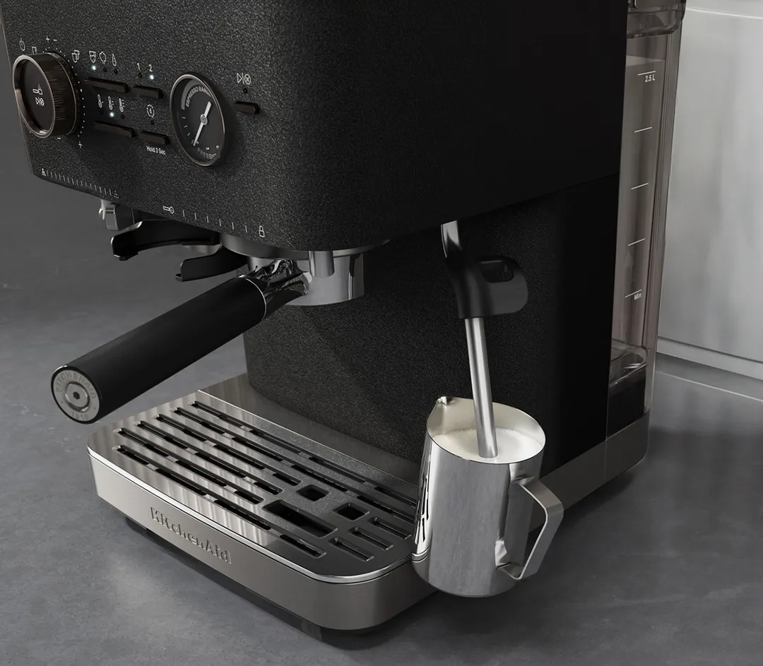KitchenAid KES6551BK Semi Automatic Espresso Machine with Burr Grinder - Cast Iron Black / 12 oz