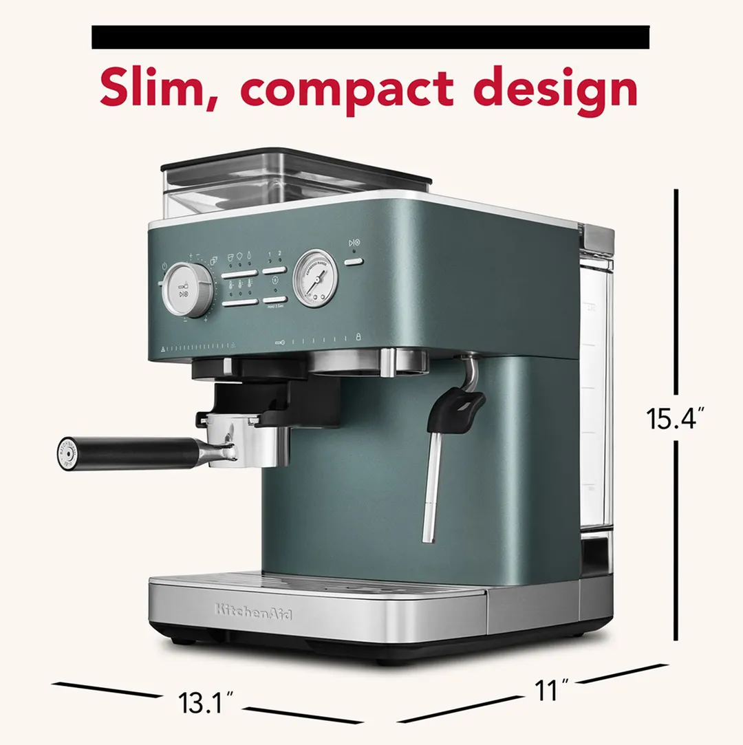 KitchenAid KES6551JP Semi Automatic Espresso Machine with Burr Grinder - Juniper / 12 oz