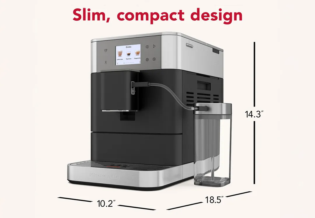 KitchenAid KES8557BK Fully Automatic Espresso Machine, 2.2 L Water Tank - Cast Iron Black