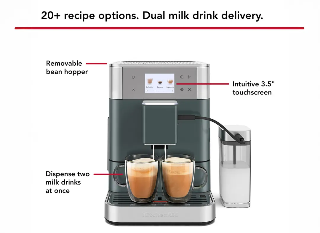 KitchenAid KES8557JP Fully Automatic Espresso Machine, 2.2 L Water Tank - Juniper