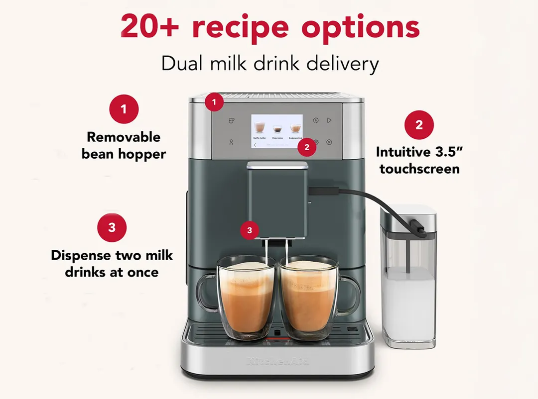 KitchenAid KES8557JP Fully Automatic Espresso Machine, 2.2 L Water Tank - Juniper