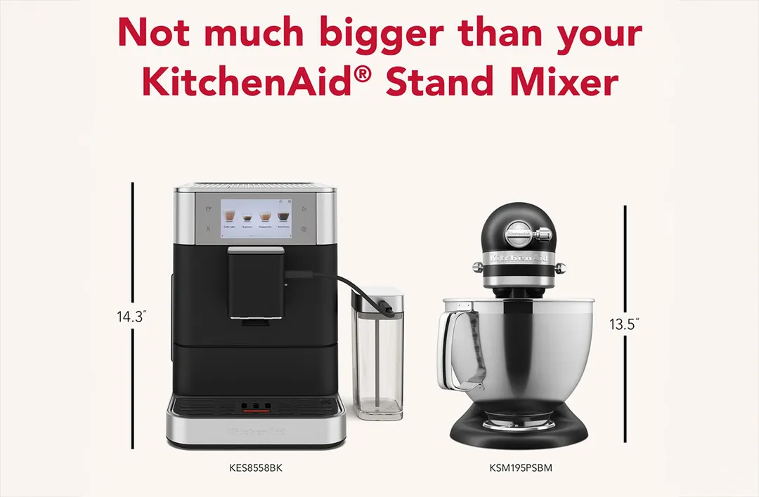 KitchenAid KES8558BK Fully Automatic Espresso Machine with Indicator Light - Cast Iron Black