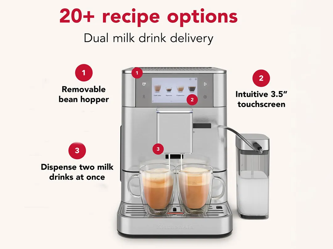 KitchenAid KES8558SX Fully Automatic Espresso Machine with Indicator Light - Brushed Stainless Steel