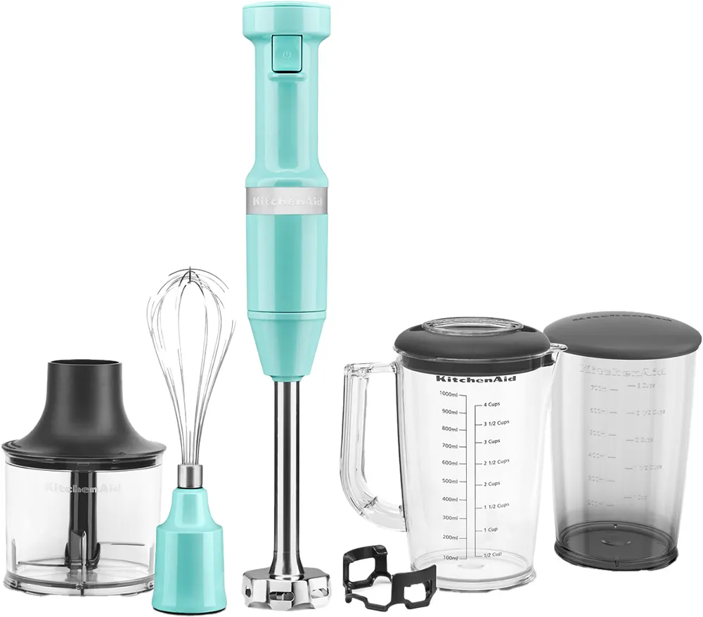 KitchenAid KHBV83AQ Variable Speed Corded Hand Blender with Accessories, Aqua Sky
