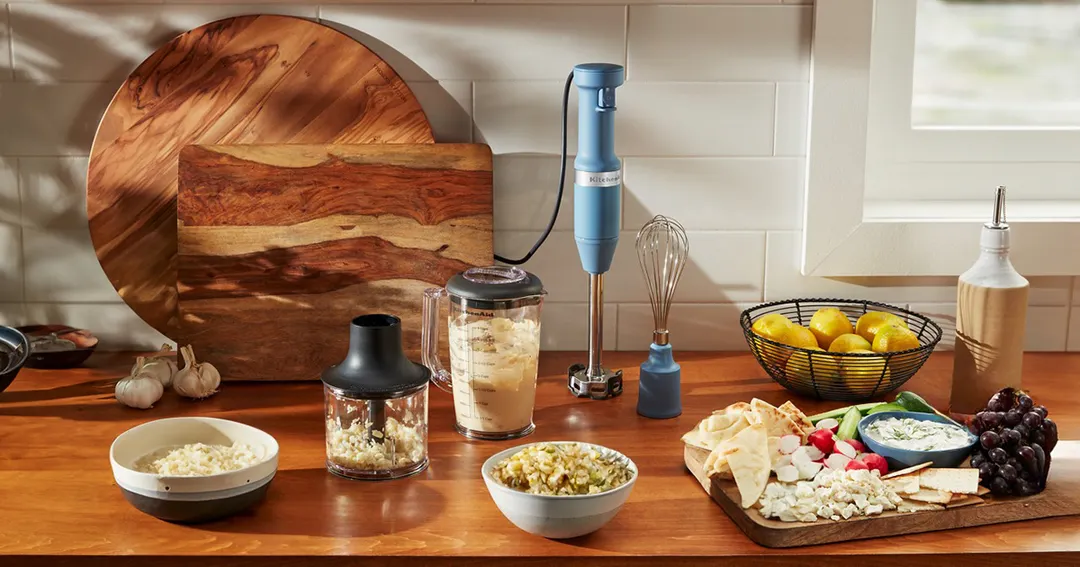 KitchenAid KHBV83VB Variable Speed Corded Hand Blender with Accessories, Blue Velvet 